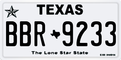 TX license plate BBR9233
