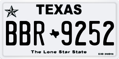 TX license plate BBR9252