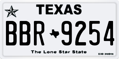 TX license plate BBR9254
