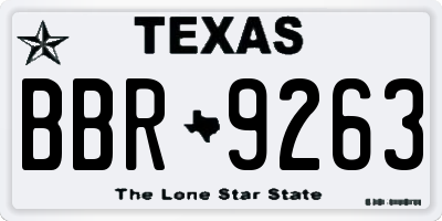 TX license plate BBR9263