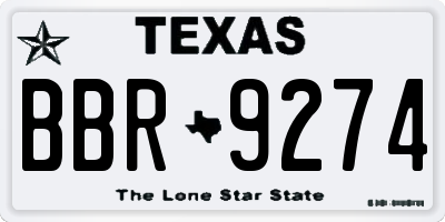 TX license plate BBR9274