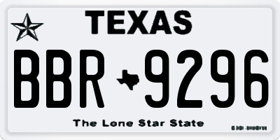 TX license plate BBR9296