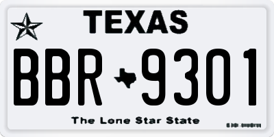 TX license plate BBR9301
