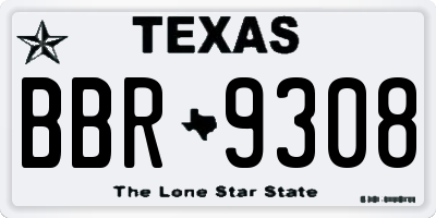 TX license plate BBR9308