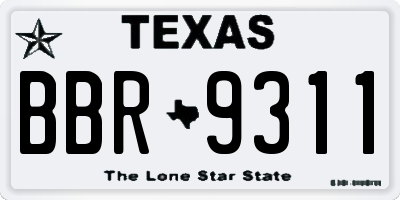 TX license plate BBR9311