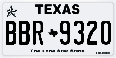 TX license plate BBR9320
