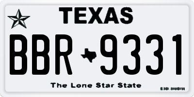 TX license plate BBR9331