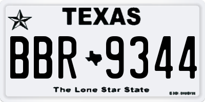 TX license plate BBR9344