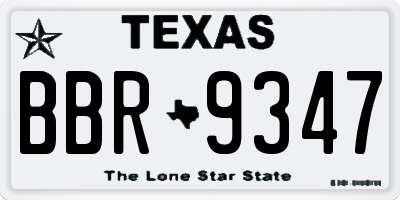 TX license plate BBR9347