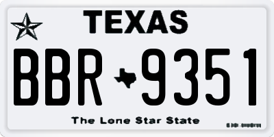 TX license plate BBR9351