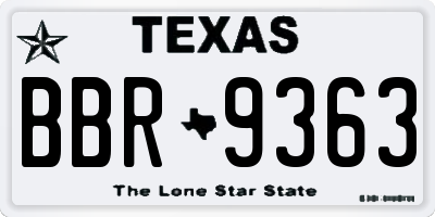 TX license plate BBR9363