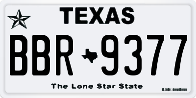 TX license plate BBR9377