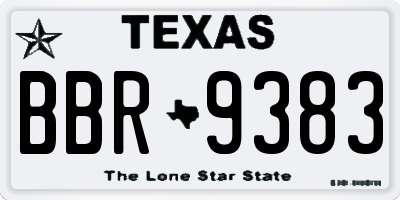 TX license plate BBR9383
