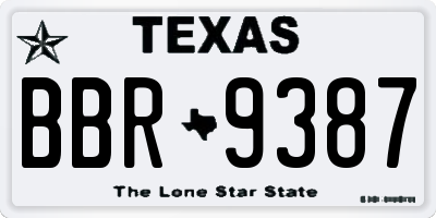 TX license plate BBR9387
