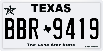 TX license plate BBR9419