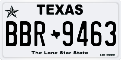 TX license plate BBR9463