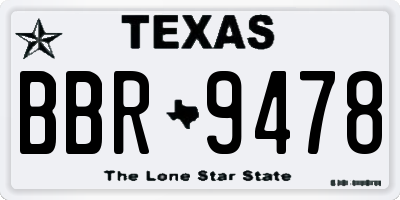 TX license plate BBR9478