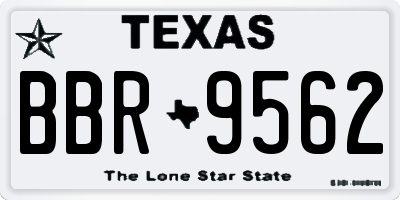 TX license plate BBR9562