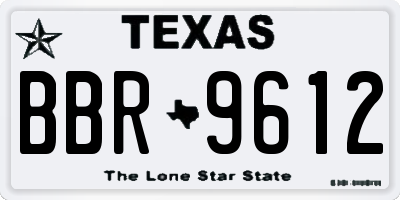 TX license plate BBR9612