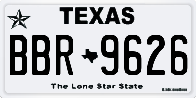 TX license plate BBR9626