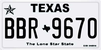 TX license plate BBR9670