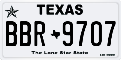 TX license plate BBR9707