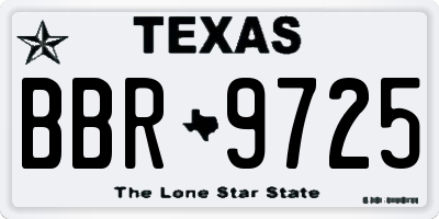 TX license plate BBR9725