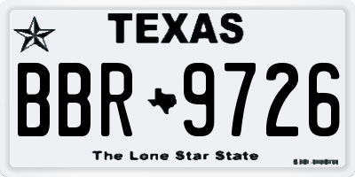TX license plate BBR9726
