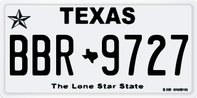 TX license plate BBR9727