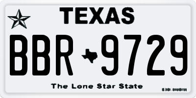 TX license plate BBR9729