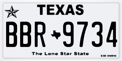 TX license plate BBR9734