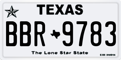 TX license plate BBR9783