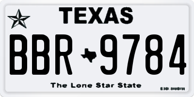 TX license plate BBR9784