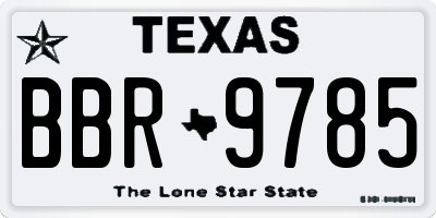 TX license plate BBR9785