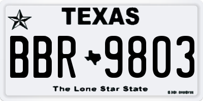 TX license plate BBR9803