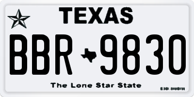 TX license plate BBR9830