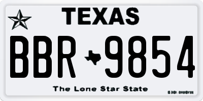 TX license plate BBR9854