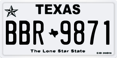 TX license plate BBR9871