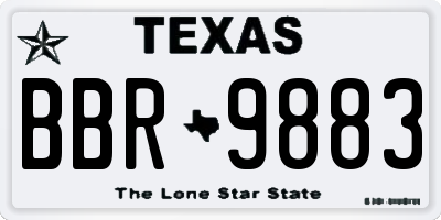 TX license plate BBR9883