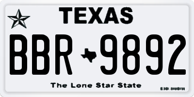 TX license plate BBR9892