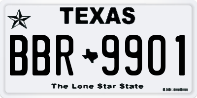 TX license plate BBR9901