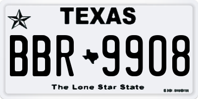 TX license plate BBR9908