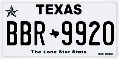TX license plate BBR9920