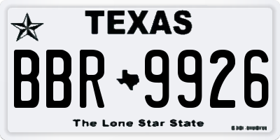 TX license plate BBR9926