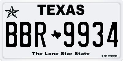TX license plate BBR9934