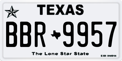 TX license plate BBR9957