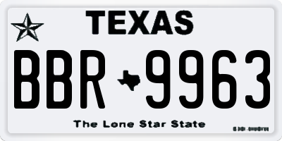 TX license plate BBR9963