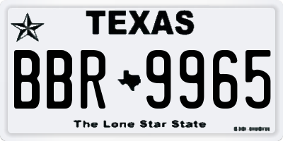 TX license plate BBR9965