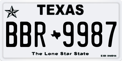 TX license plate BBR9987