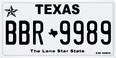 TX license plate BBR9989